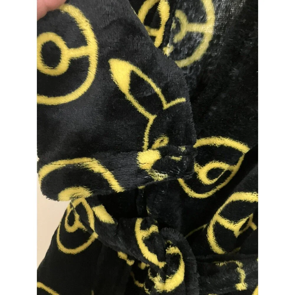 Pokémon Pikachu yellow black tie front soft Plush Kids Bathrobe Size XS (4)